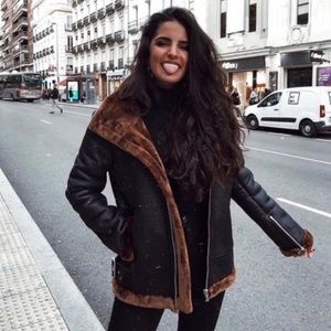 Zara Contrasting Buckled Biker Jacket